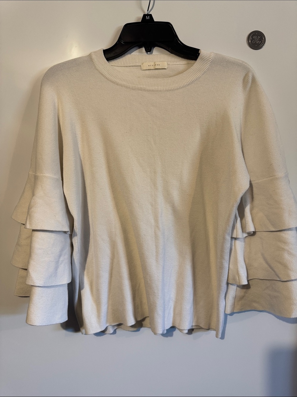 Layered Ruffle Sleeve Knit Top in Cream